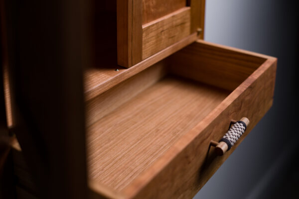 Spirits cabinet drawer open