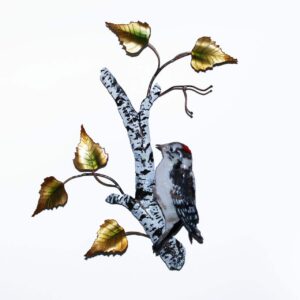 DOWNY WOODPECKER ON BIRCH