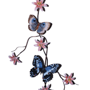 Two Butterflies on Peach Flower Branch