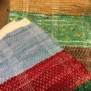 Rug cream lt blue, green red yellow brown