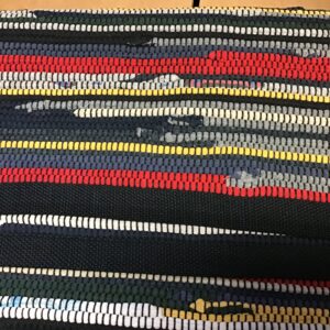 Rug black yellow white gray red green