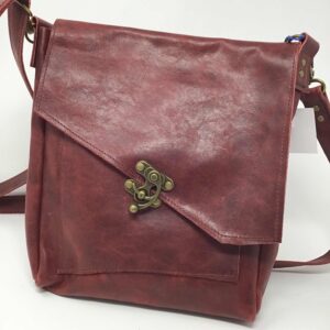 Leather crossbody deep dk red