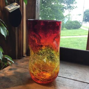 Large Dimple Glass Crackled Tangerine