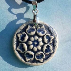 Ceramic necklace Round Lotus